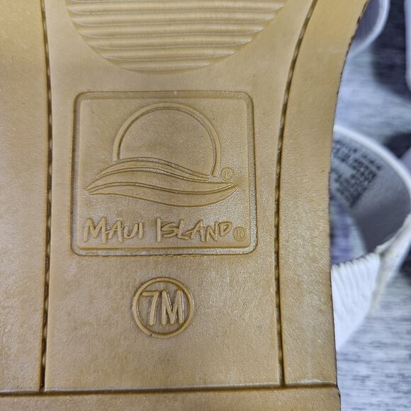 Maui Island Kona Sandals Womens White Strappy Wedge Vacation Beach Square Toe 7 - Picture 11 of 12